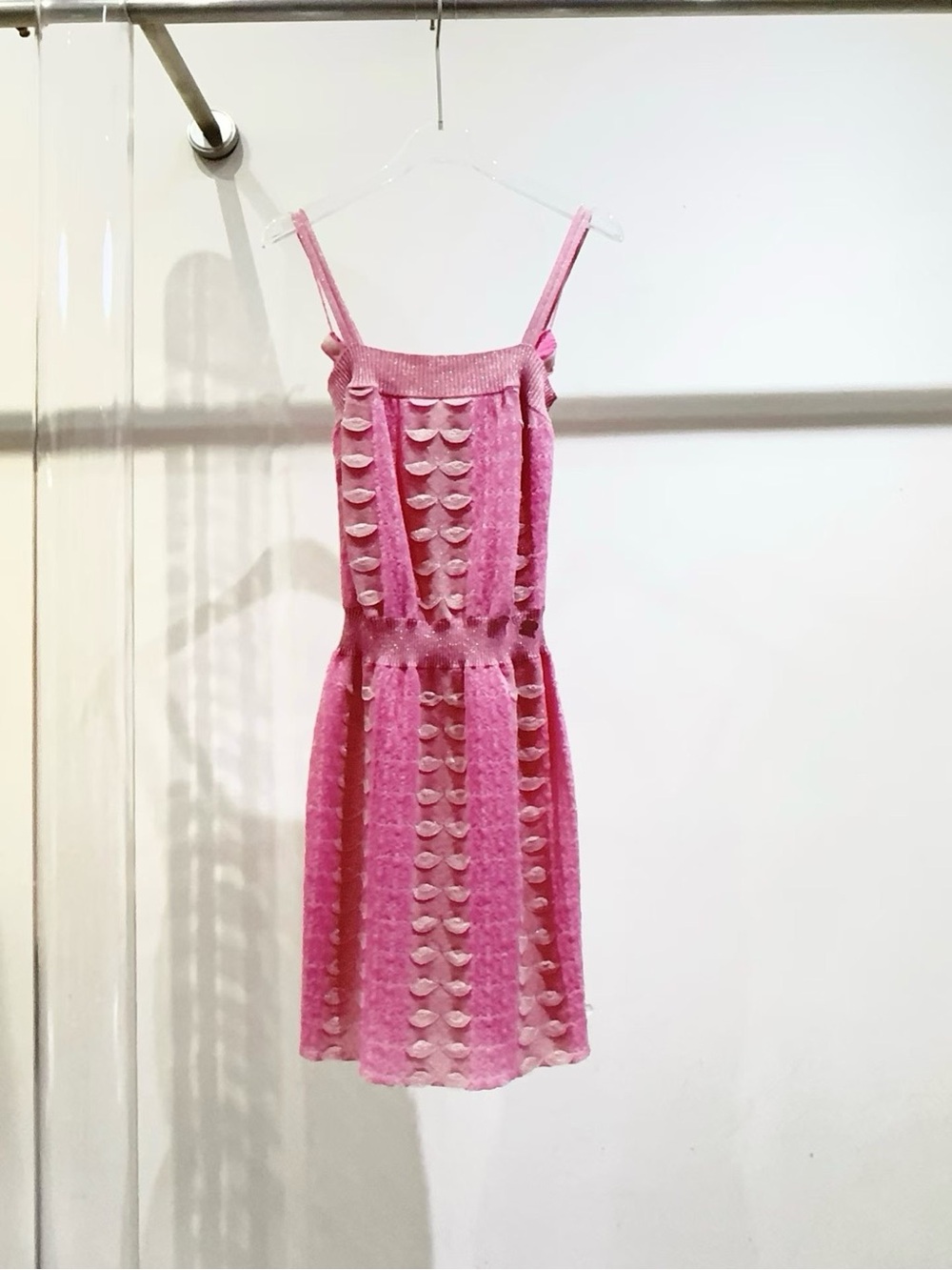 CHANEL Pink Textured Sleeveless Knit Dress